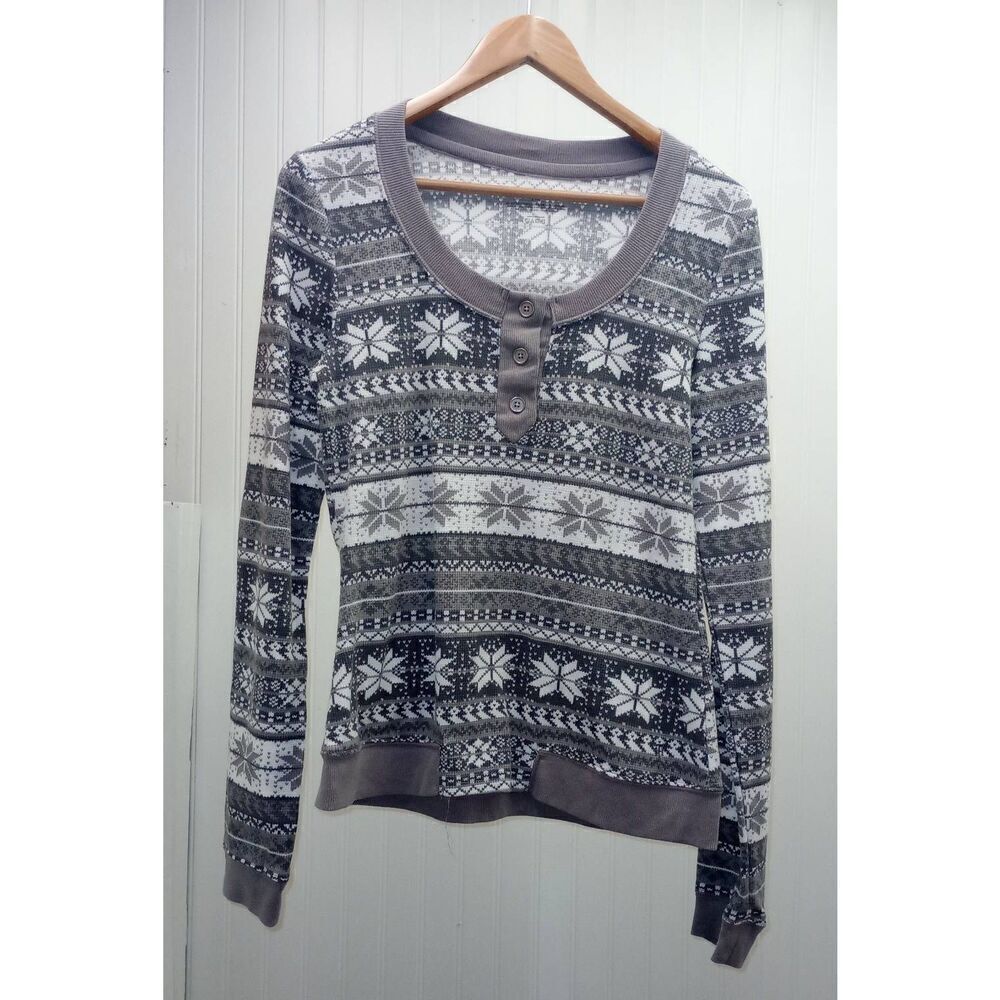 Tommy Hilfiger gray and white thermal long sleeve shirt size large - see listing
